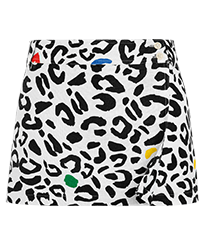 Femme AUTRES Imprimé - Jupe portefeuille femme Leopard - Vilebrequin x JCC+ - Edition limitée, Blanc vue de face