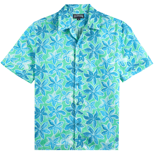 Herren Andere Bedruckt - 1993 Raiatea Bowling-Hemd aus Leinen und Baumwolle für Herren, Cardamom Vorderansicht