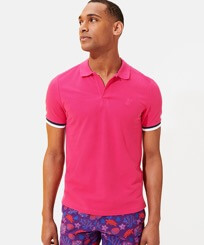 Herren Andere Uni - Solid Polohemd aus Baumwollpikee für Herren, Pink Vorderseite getragene Ansicht