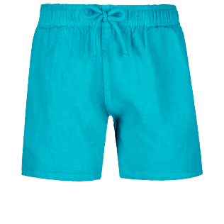 Jungen Andere Uni - Solid Bermudashorts aus Leinen für Jungen, Azurblau front Jungen Andere Uni - Solid Bermudashorts aus Leinen für Jungen, Azurblau front