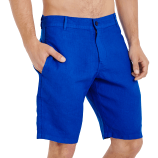 男款 Others 纯色 - 男士纯色亚麻直筒百慕大短裤, Royal blue supp1 男款 Others 纯色 - 男士纯色亚麻直筒百慕大短裤, Royal blue supp1
