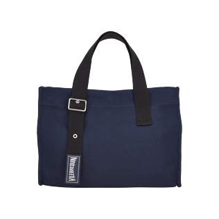 Borse Unita - Piccola Borsa da spiaggia in cotone a tinta unita, Blu marine front Borse Unita - Piccola Borsa da spiaggia in cotone a tinta unita, Blu marine front