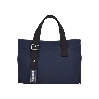 Bags Liso - Bolsa de playa pequeña de algodón con estampado liso, Azul marino front Bags Liso - Bolsa de playa pequeña de algodón con estampado liso, Azul marino front