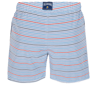 Men 112 Graphic - Men Swim Trunks Vintage 1971 Rayures Seersucker, Sky blue back Men 112 Graphic - Men Swim Trunks Vintage 1971 Rayures Seersucker, Sky blue back