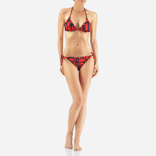 Damen Klassische Höschen Bedruckt - Silex Fishes-Bikinihose, Mohnrot frontworn Damen Klassische Höschen Bedruckt - Silex Fishes-Bikinihose, Mohnrot frontworn