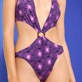 Hypno Shell Trikini-Badeanzug für Damen Marineblau Rückansicht getragen