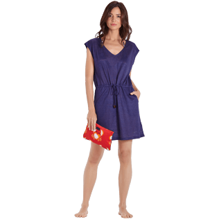 Donna Altri Unita - Vestito corto donna in jersey di lino tinta unita, Midnight blue supp2 Donna Altri Unita - Vestito corto donna in jersey di lino tinta unita, Midnight blue supp2