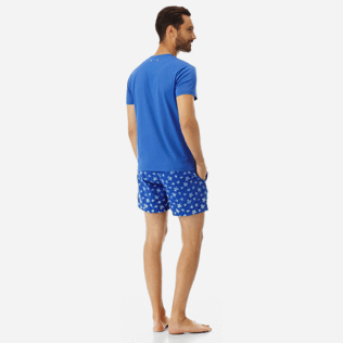 Hombre Autros Liso - Camiseta de algodón mercerizado liso con cuello de pico para hombre, Mar azul backworn Hombre Autros Liso - Camiseta de algodón mercerizado liso con cuello de pico para hombre, Mar azul backworn