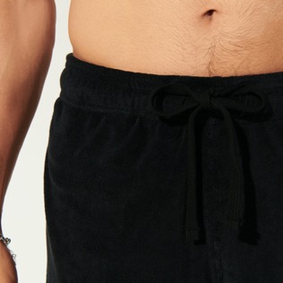 Men Others Solid - Unisex Terry Jacquard Elastic Belt Pants, Black details view 7