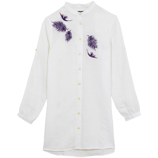 Photo de Femme AUTRES Brodé - Robe Chemise femme en lin Broderie Madrague, Blanc vue de face Photo de Femme AUTRES Brodé - Robe Chemise femme en lin Broderie Madrague, Blanc vue de face