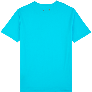 Hombre Autros Liso - Camiseta de algodón orgánico de color liso para hombre, Celeste vista trasera