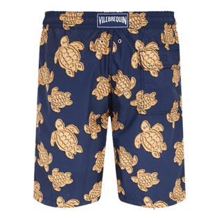 Bild von Herren Klassische lange Bedruckt - Lange Sand Turtles Badeshorts für Herren, Marineblau Rückansicht Bild von Herren Klassische lange Bedruckt - Lange Sand Turtles Badeshorts für Herren, Marineblau Rückansicht