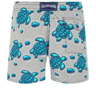 Men Classic Printed - Men Swimwear Turtles Jewels, Ming blue back view