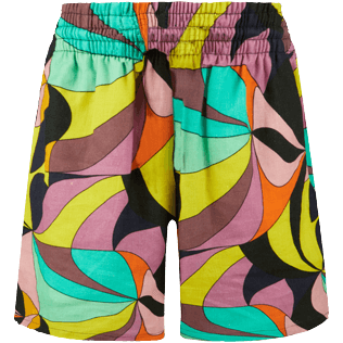 Women Others Printed - Women Linen Bermuda Shorts 1984 Invisible Fish, Black front view