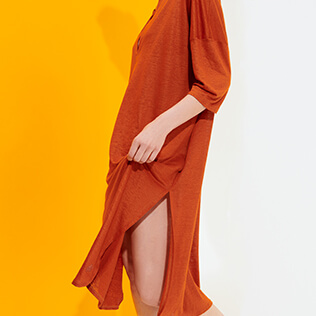 Women Others Solid - Women Linen Dress Solid, Paprika supp2 Women Others Solid - Women Linen Dress Solid, Paprika supp2