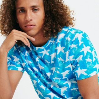 Hombre Autros Estampado - Camiseta de algodón con estampado Clouds para hombre, Hawaii blue detalles vista 4
