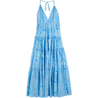 Damen Andere Bedruckt - Mandala Kleid aus Baumwolle für Damen, Lagune Vorderansicht