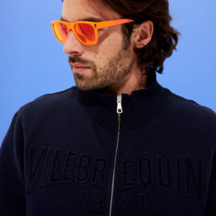 Hombre Autros Liso - Sudadera de algodón con cremallera delantera para hombre, Azul marino supp5 Hombre Autros Liso - Sudadera de algodón con cremallera delantera para hombre, Azul marino supp5