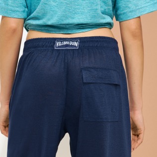 Unisex Linen Jersey Pants Solid Azul marino detalles vista 5