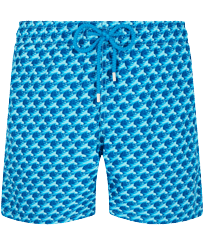 Hombre Clásico Estampado - Bañador con estampado Micro Waves para hombre, Lazulii blue vista frontal