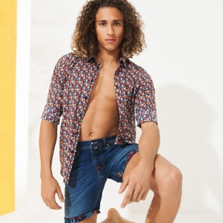 Uomo Altri Stampato - Bermuda uomo in denim con stampa 1977 Spring Flower, Blu marine supp2 Uomo Altri Stampato - Bermuda uomo in denim con stampa 1977 Spring Flower, Blu marine supp2