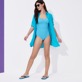 Mujer Autros Liso - Vestido camisero de lino de color liso para mujer, Curazao detalles vista 5