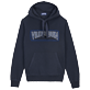 Men Others Embroidered - Men Embroidered Cotton Hoodie Sweatshirt Solid, Navy front view