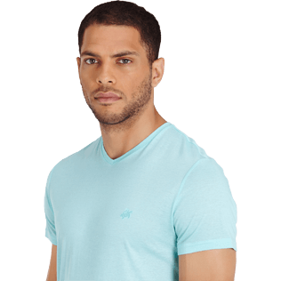 Hombre Autros Liso - Camiseta de algodón mercerizado liso con cuello de pico para hombre, Laguna supp1 Hombre Autros Liso - Camiseta de algodón mercerizado liso con cuello de pico para hombre, Laguna supp1