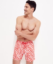 Men Classic Printed - Men Swim Trunks Attrape Coeur, Poppy red front worn view