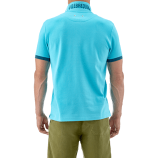 Men Others Solid - Solid Cotton pique polo, Azure supp3 Men Others Solid - Solid Cotton pique polo, Azure supp3