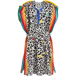 Mujer Autros Estampado - Vestido de playa con estampado Leopard and Rainbow para mujer - Vilebrequin x JCC+ - Edición limitada, Blanco front Mujer Autros Estampado - Vestido de playa con estampado Leopard and Rainbow para mujer - Vilebrequin x JCC+ - Edición limitada, Blanco front