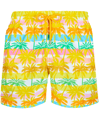Men Classic Printed - Men Swimwear 1990 Striped Palms, White front view