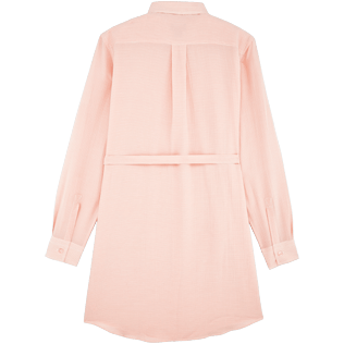 Mujer Vestido Gráfico - Vestido camisero largo de seda y algodón con estampado Micro Stripes para mujer, Nude back Mujer Vestido Gráfico - Vestido camisero largo de seda y algodón con estampado Micro Stripes para mujer, Nude back