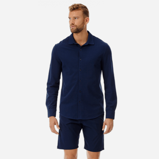 Homme AUTRES Uni - Chemise Coton Piqué Homme Massimo Vitali, Bleu marine frontworn Homme AUTRES Uni - Chemise Coton Piqué Homme Massimo Vitali, Bleu marine frontworn