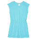 Girls Others Solid - Girls Linen  Beach Dress, Lazulii blue back view