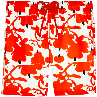 Men Classic Printed - Men Swimwear Lantern Flowers- Vilebrequin x Donald Sultan, White front view