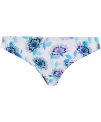 Donna Slip classico Stampato - Women Bikini Bottom Midi Brief Flash Flowers, Purple blue vista frontale