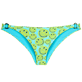 Women Fitted Printed - Women Bikini Bottom Midi Brief Turtles Smiley - Vilebrequin x Smiley®, Lazulii blue front view