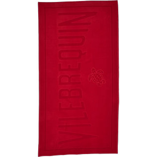 Andere Uni - Solid Jacquard-Strandtuch aus Frottee, Mohnrot front Andere Uni - Solid Jacquard-Strandtuch aus Frottee, Mohnrot front