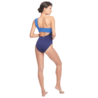 Mujer Una pieza Liso - Bañador de una sola pieza de color liso para mujer, Batik azul supp2 Mujer Una pieza Liso - Bañador de una sola pieza de color liso para mujer, Batik azul supp2