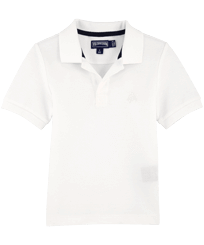 Boys Others Solid - Boys Cotton Pique Polo Shirt Solid, White front view