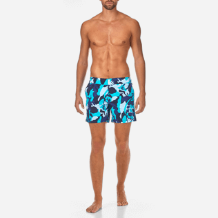 Men Fitted Printed - Camouflage Turtles Fitted cut Swim shorts, Azure frontworn Men Fitted Printed - Camouflage Turtles Fitted cut Swim shorts, Azure frontworn