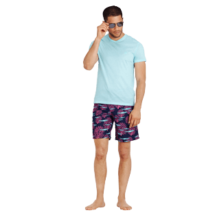 Hombre Autros Liso - Camiseta de algodón mercerizado liso con cuello de pico para hombre, Laguna supp2 Hombre Autros Liso - Camiseta de algodón mercerizado liso con cuello de pico para hombre, Laguna supp2