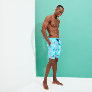 Herren Klassische lange Bedruckt - Lange Ronde des Tortues Indies Badeshorts für Herren, Lazulii blue supp1 Herren Klassische lange Bedruckt - Lange Ronde des Tortues Indies Badeshorts für Herren, Lazulii blue supp1