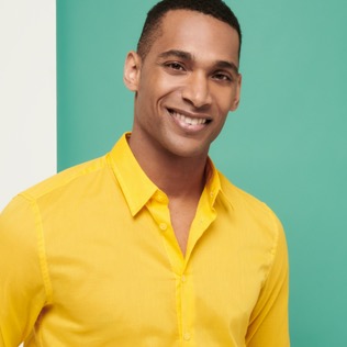Men Others Solid - Unisex Cotton Voile Light Shirt Solid, Yellow details view 1