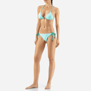 Damen Unterteile Grafisch - Gestreifte Bikinihose aus Frottee, Lagune frontworn Damen Unterteile Grafisch - Gestreifte Bikinihose aus Frottee, Lagune frontworn