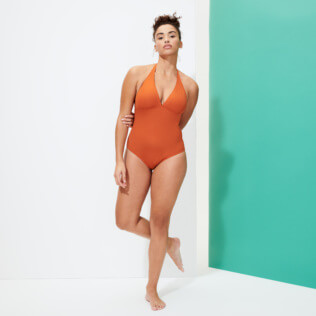 Damen Einteiler Uni - Formender Solid Badeanzug für Damen, Paprika supp3 Damen Einteiler Uni - Formender Solid Badeanzug für Damen, Paprika supp3