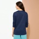 Men Others Solid - Men Linen Jersey T-Shirt Solid, Navy back worn view