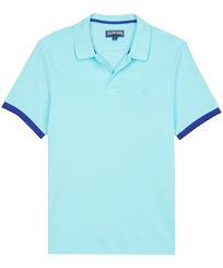 Men Others Solid - Men Cotton Pique Polo Shirt Solid, Lazulii blue front view