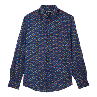Imagen de Hombre Autros Estampado - Camisa de verano en gasa de algodón con estampado Micro Ronde Des Tortues unisex, Azul marino vista frontal Imagen de Hombre Autros Estampado - Camisa de verano en gasa de algodón con estampado Micro Ronde Des Tortues unisex, Azul marino vista frontal